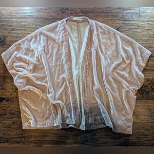 Aritzia Talula Women's Light Pink Open Front Velvet Kimono Shrug Sweater